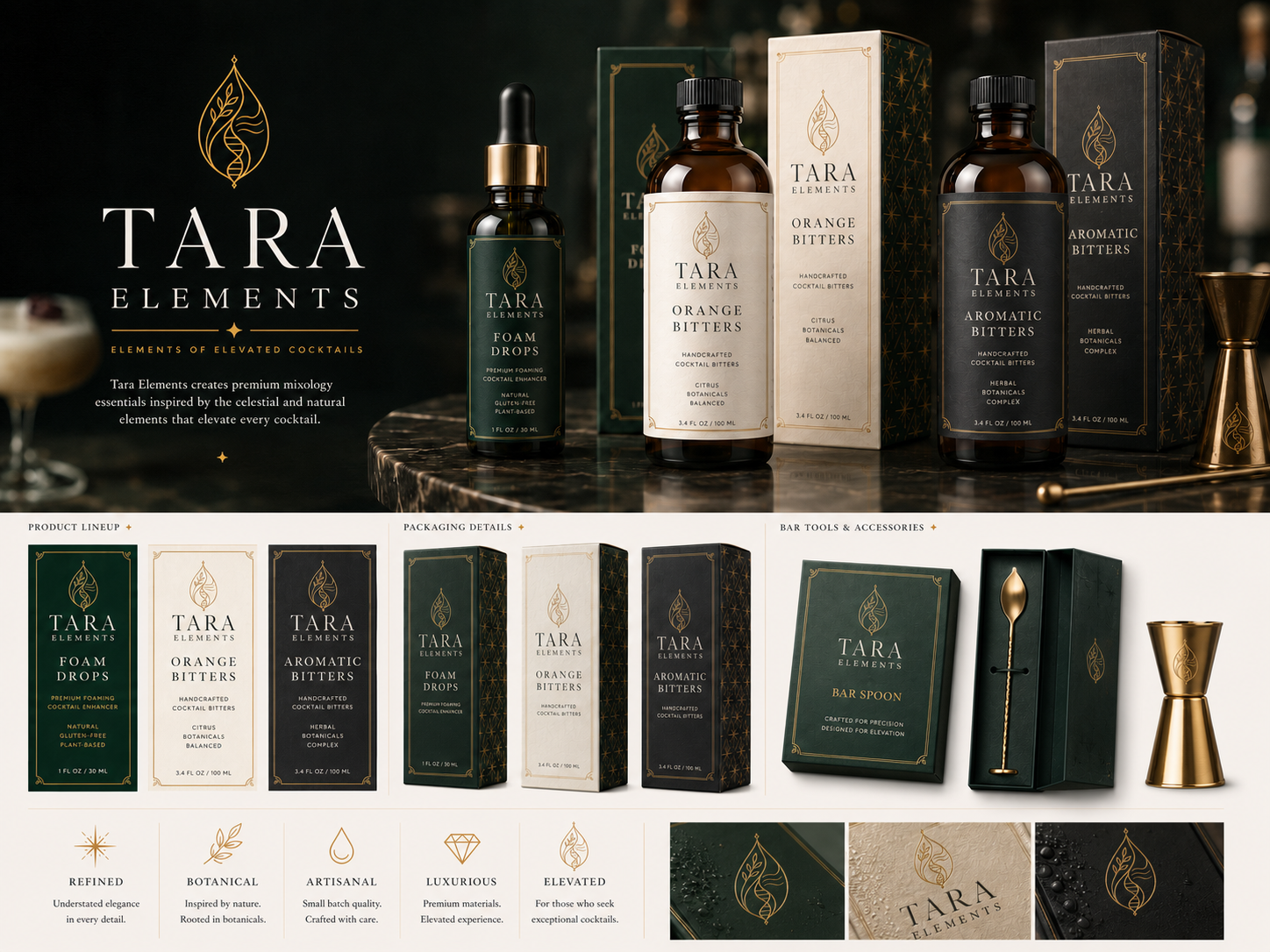 Tara Elements Foam Drops, Orange Bitters and Aromatic Bitters